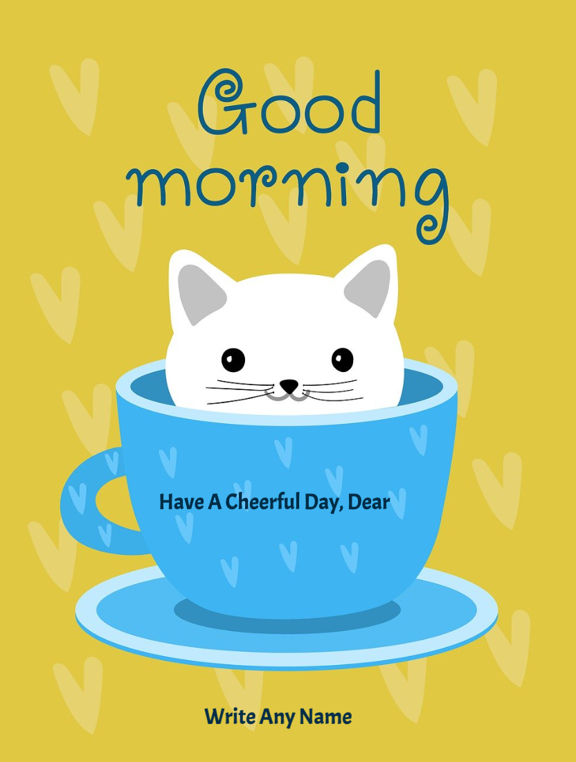 Cat Good Morning Card With Your Name